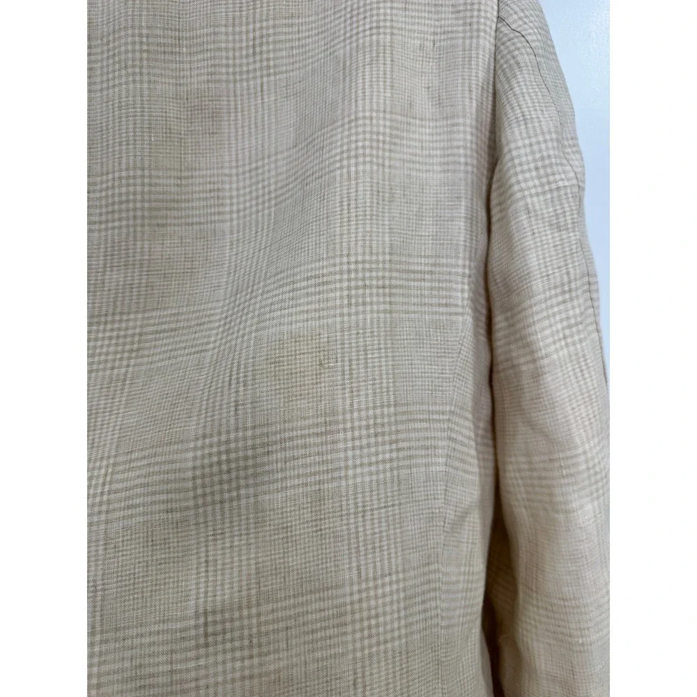 Suitsupply Men Tan Lazio Pure Linen Glen Check Sport Coat Blazer 42R
